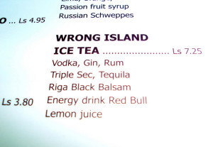 Riga Black Balsam Wrong Island Tea cocktail menu